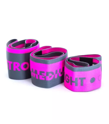 Набір тканевих гумок для фітнесу та спорту MadMax MFA-305 Hiploop set 3 pcs. Grey/Pink