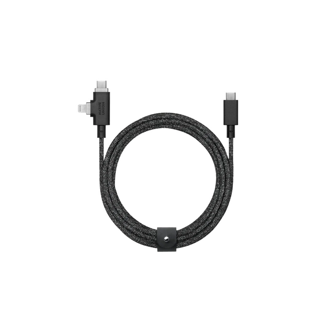 Кабель Native Union Belt Cable Duo Pro 240W USB-C to USB-C & Lightning Cosmos Black (2.4 m) (BELT-PROCCL-COS-NP)