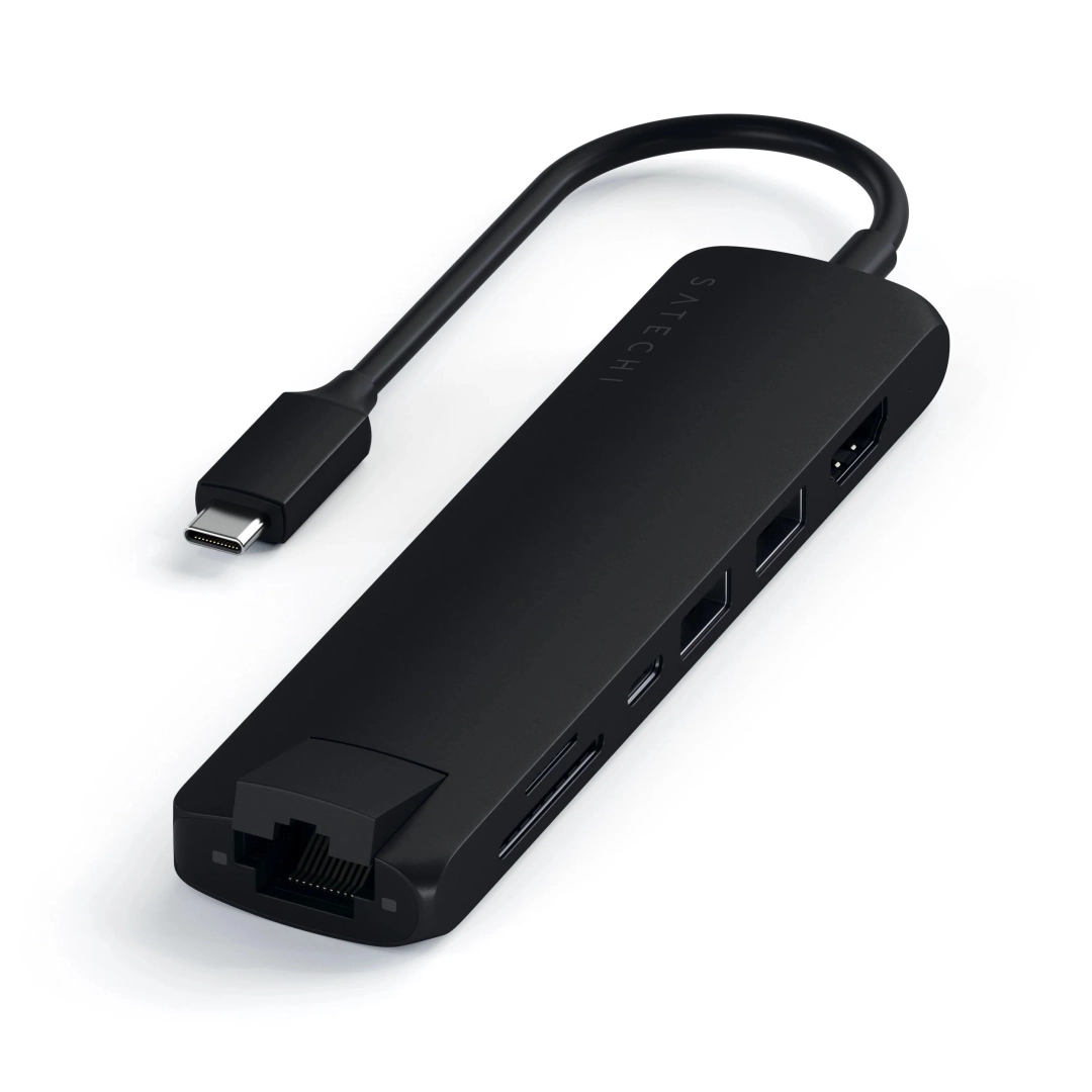 Адаптер Satechi Aluminum Type-C Slim Multi-Port with Ethernet Adapter Black (ST-UCSMA3K)