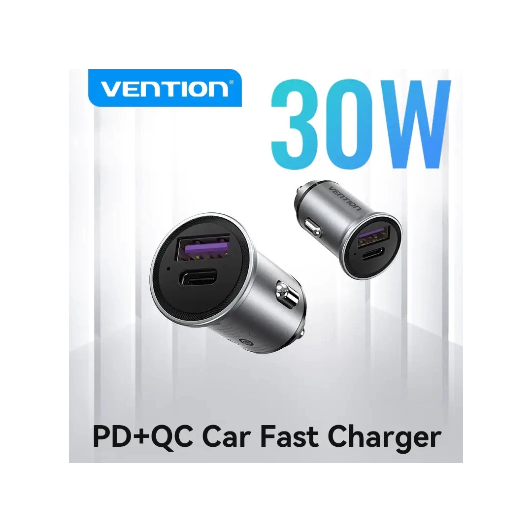 Автомобільний зарядний пристрій Vention (Power Delivery Port + QC4.0) (30W) | Silver (FFFH0) Автомобільний зарядний пристрій Vention (Power Delivery Port + QC4.0) (30W) | Silver (FFFH0)