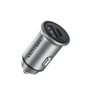 Автомобільний зарядний пристрій Vention (Power Delivery Port + QC4.0) (30W) | Silver (FFFH0)