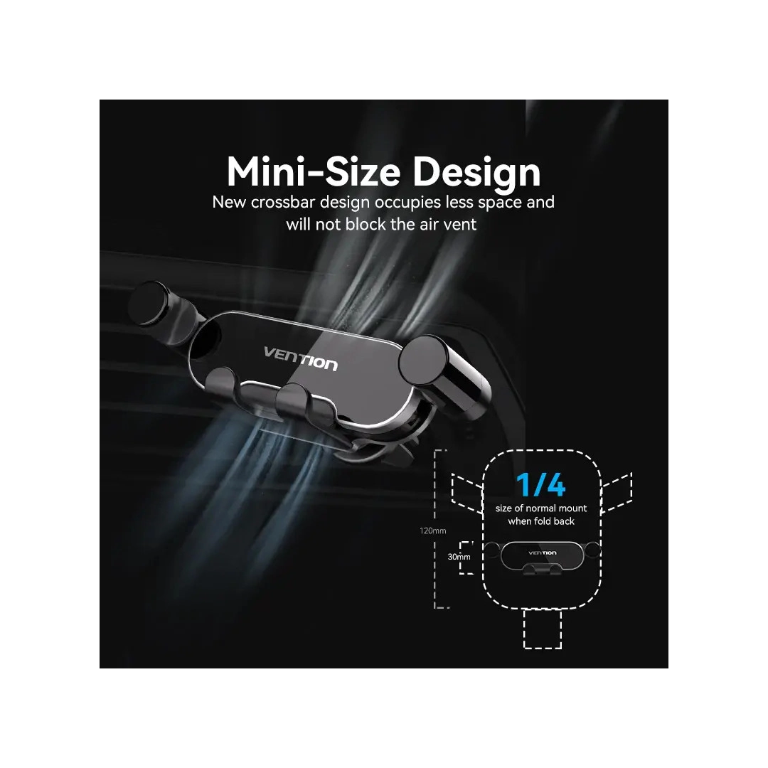 Автотримач для телефону на дефлектор Vention 3х контактний, з регулюванням (KCEH0)