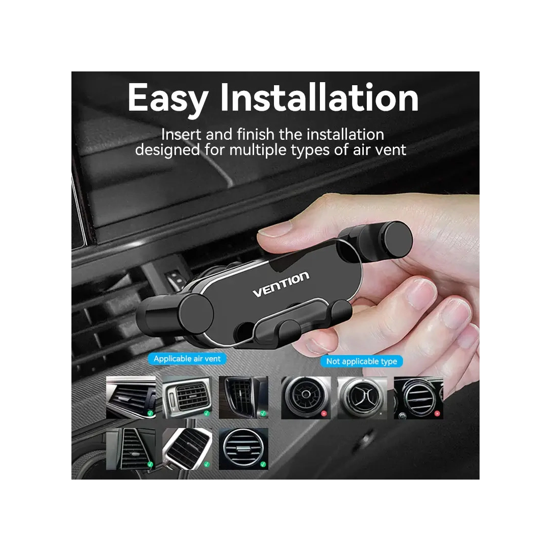 Автотримач для телефону на дефлектор Vention 3х контактний, з регулюванням (KCEH0)