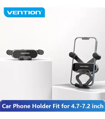 Автотримач для телефону на дефлектор Vention 3х контактний, з регулюванням (KCEH0)