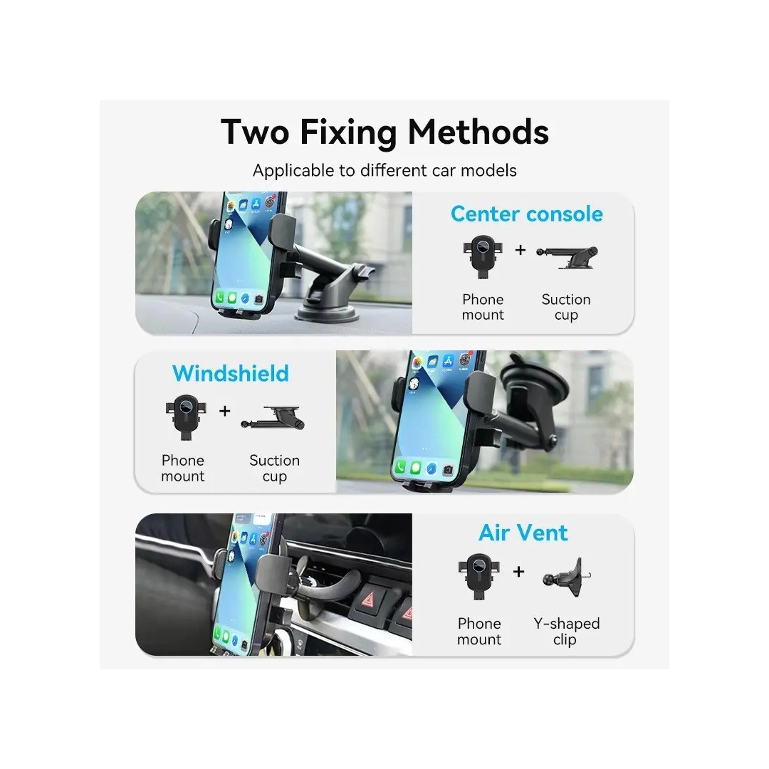 Автомобільний тримач для телефону з присоскою Vention 3х контактний, з регулюванням (KCOB0)