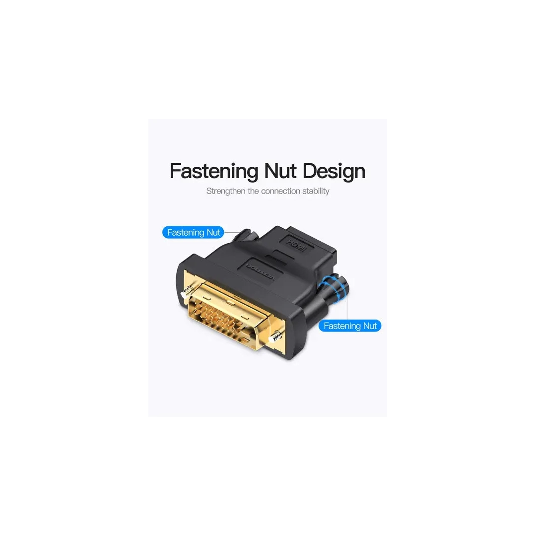 Адаптер Vention DVI (24+1) Male to HDMI Female Black (ECDBO) Адаптер Vention DVI (24+1) Male to HDMI Female Black (ECDBO)