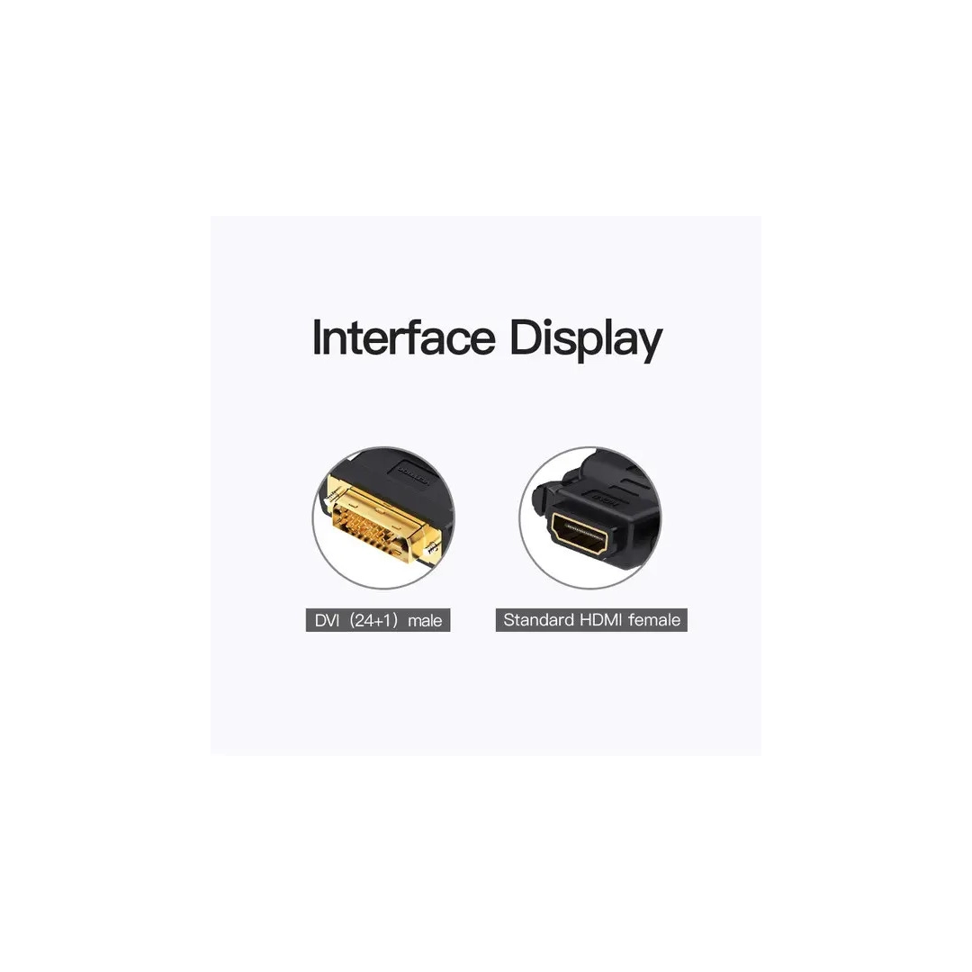 Адаптер Vention DVI (24+1) Male to HDMI Female Black (ECDBO) Адаптер Vention DVI (24+1) Male to HDMI Female Black (ECDBO)