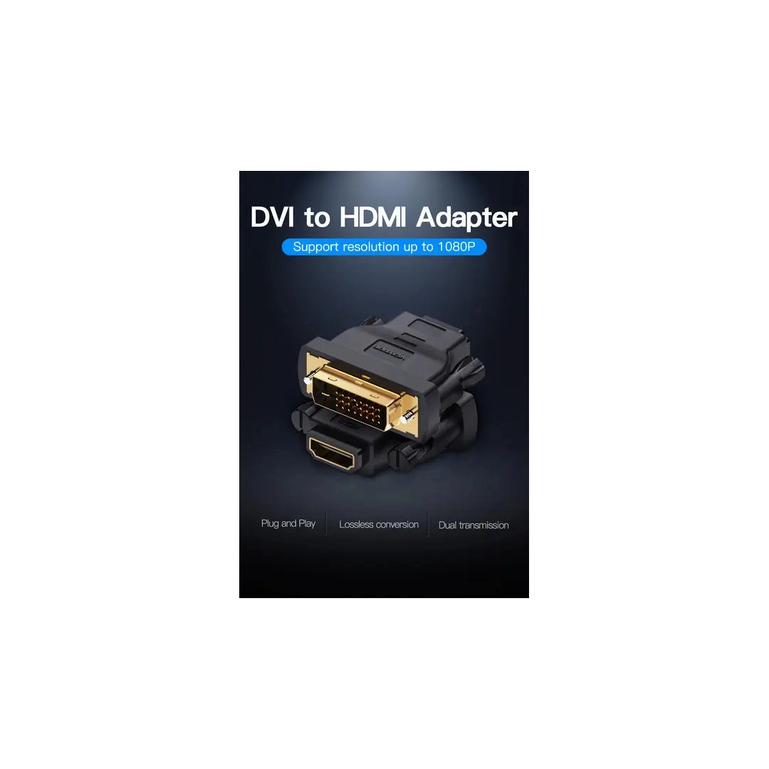 Адаптер Vention DVI (24+1) Male to HDMI Female Black (ECDBO) Адаптер Vention DVI (24+1) Male to HDMI Female Black (ECDBO)