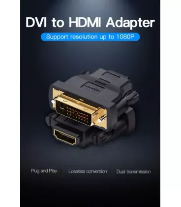 Адаптер Vention DVI (24+1) Male to HDMI Female Black (ECDBO)