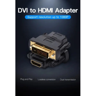 Адаптер Vention DVI (24+1) Male to HDMI Female Black (ECDBO)