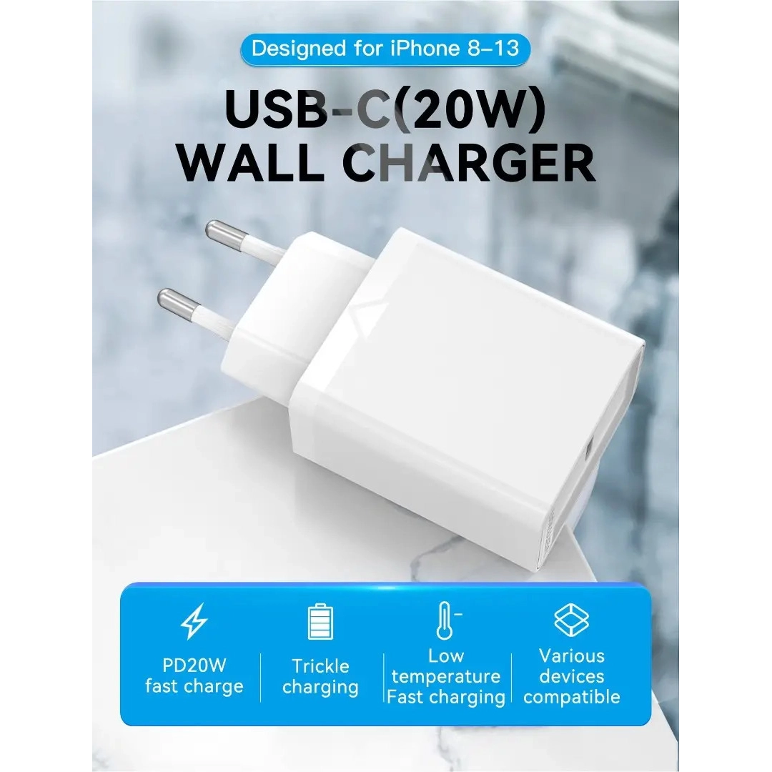 Зарядний пристрій Vention USB Type C + QC4.0 (20W) White (FADW0-EU)