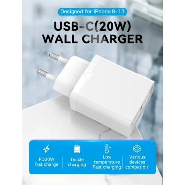 Зарядний пристрій Vention USB Type C + QC4.0 (20W) White (FADW0-EU)