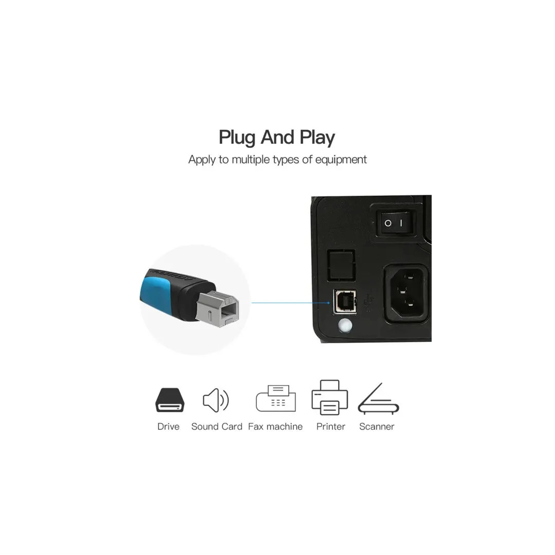 Кабель для принтера Vention USB A Male - B Male Print 3 м (VAS-A16-B300) Кабель для принтера Vention USB A Male - B Male Print 3 м (VAS-A16-B300)