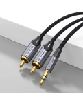 Аудіо кабель Vention AUX 3.5 mm M - 2xRCA M, 1.5 m, Black (BCNBG)