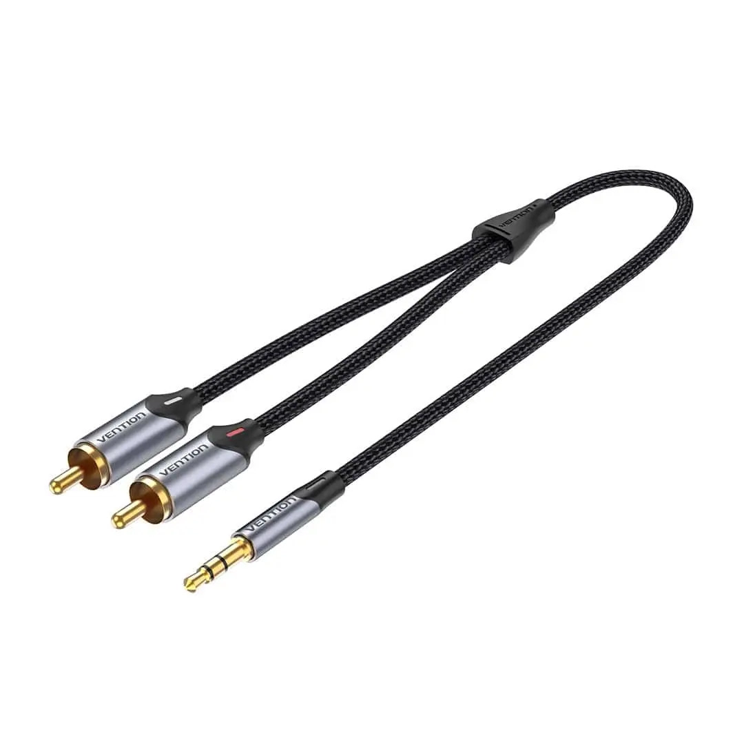 Аудіо кабель Vention AUX 3.5 mm M - 2xRCA M, 1.5 m, Black (BCNBG)