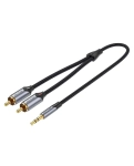 Аудіо кабель Vention AUX 3.5 mm M - 2xRCA M, 1.5 m, Black (BCNBG)