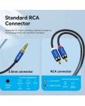 Аудіо кабель Vention AUX 3.5mm M - 2xRCA M, 1.5m, Blue (BCPLG)