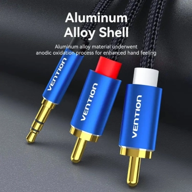 Аудіо кабель Vention AUX 3.5mm M - 2xRCA M, 1.5m, Blue (BCPLG)