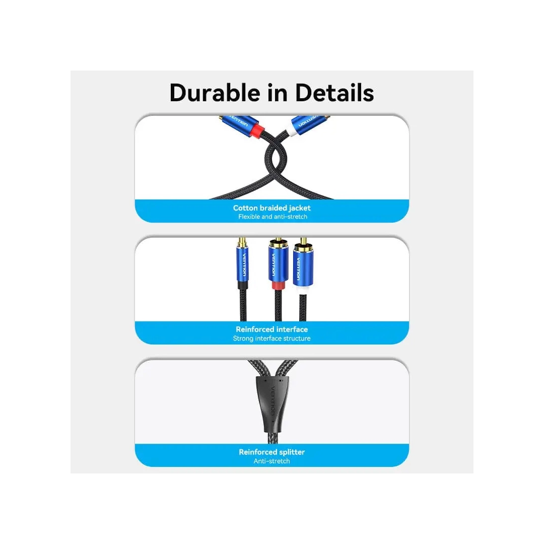 Аудіо кабель Vention AUX 3.5mm M - 2xRCA M, 1.5m, Blue (BCPLG) Аудіо кабель Vention AUX 3.5mm M - 2xRCA M, 1.5m, Blue (BCPLG)