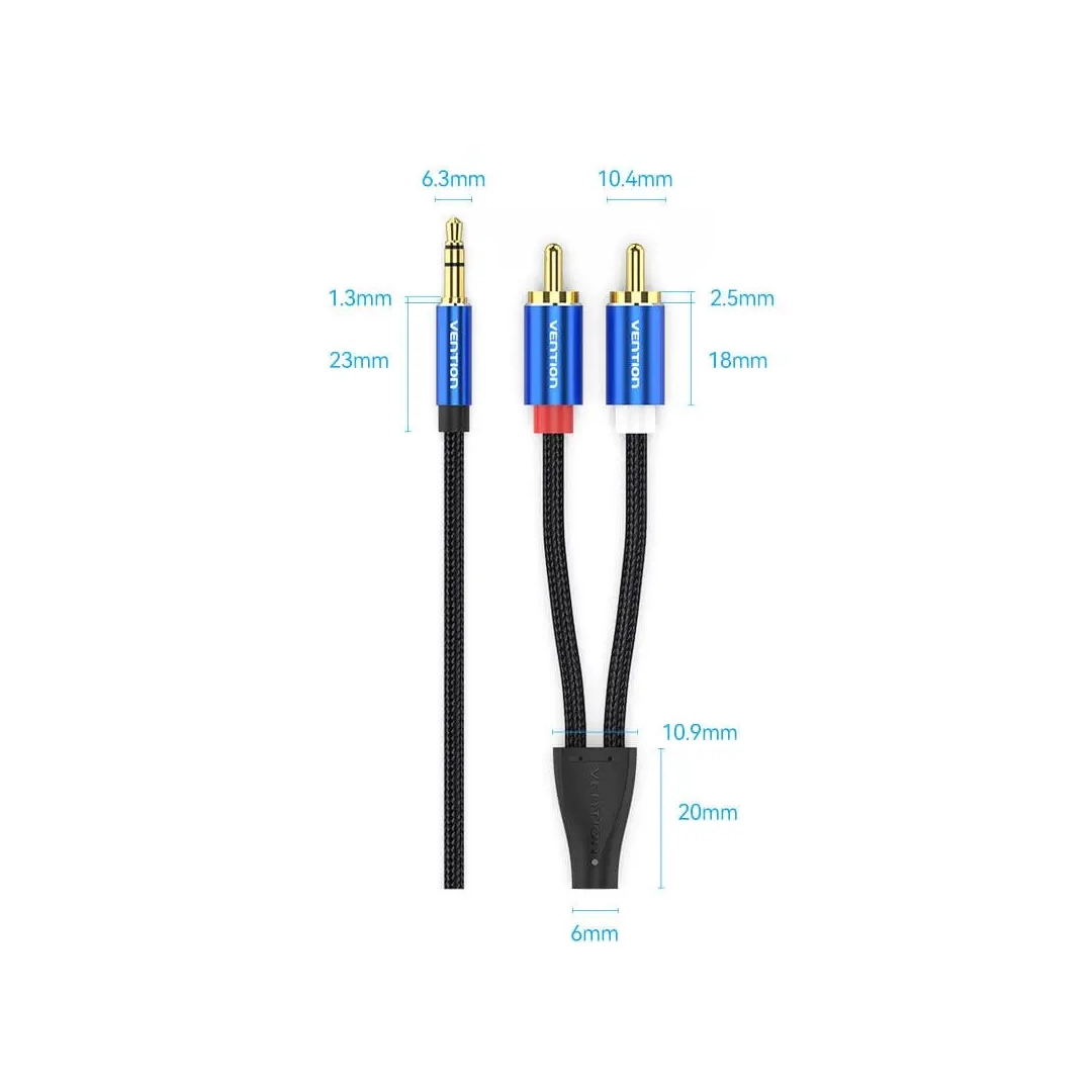 Аудіо кабель Vention AUX 3.5mm M - 2xRCA M, 1.5m, Blue (BCPLG) Аудіо кабель Vention AUX 3.5mm M - 2xRCA M, 1.5m, Blue (BCPLG)