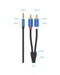 Аудіо кабель Vention AUX 3.5mm M - 2xRCA M, 1.5m, Blue (BCPLG)