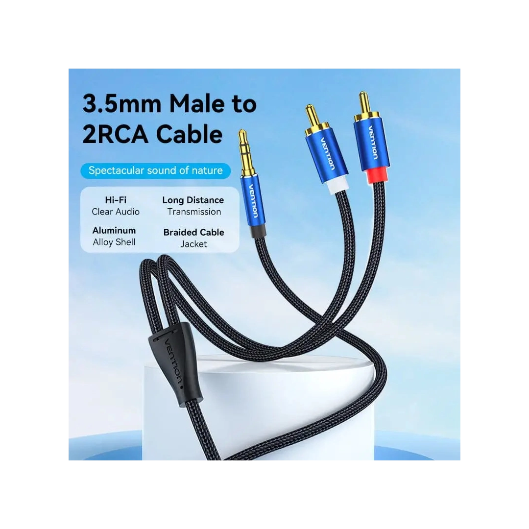 Аудіо кабель Vention AUX 3.5mm M - 2xRCA M, 1.5m, Blue (BCPLG) Аудіо кабель Vention AUX 3.5mm M - 2xRCA M, 1.5m, Blue (BCPLG)