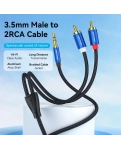 Audio cable Vention AUX 3.5 mm M - 2xRCA M, 1.5 m, Blue (BCPLG)