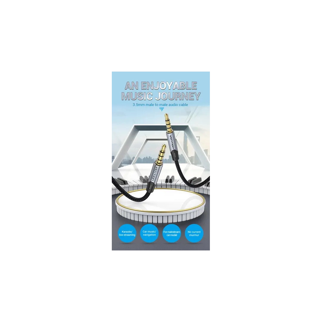 Аудіокабель Vention 3.5mm Male to Male Flat Aux Cable 1m Gray BAPHF Аудіокабель Vention 3.5mm Male to Male Flat Aux Cable 1m Gray BAPHF