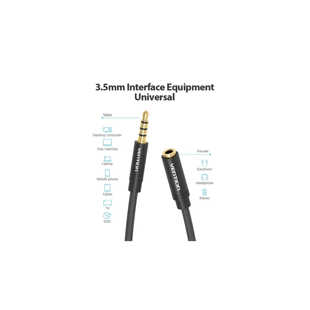 Кабель Vention Audio 3.5 мм 2 м Black Metal Type (BHBBH) Кабель Vention Audio 3.5 мм 2 м Black Metal Type (BHBBH)