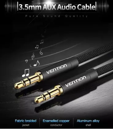 Аудіокабель Vention Audio 3.5мм M - 3.5мм M 0.5м Black (65780729/P350AC050-BM)