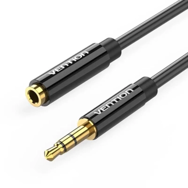 Кабель цифровий Vention Audio 3.5 mm M - 3.5 mm F, 2 m, Black, 3 pin (BBZBH)