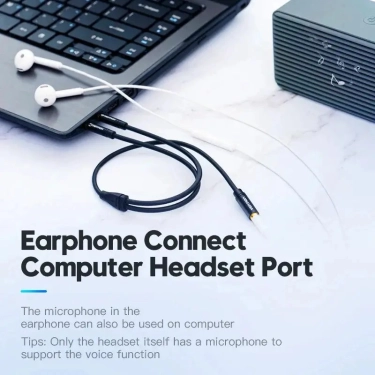 Кабель цифровий Vention Audio 3.5mm F 4pin - 2x3.5mm M 3pin 0.3 м, з підтримкою мікрофона, стерео (BBTBY)