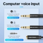 Кабель цифровий Vention Audio 3.5mm F 4pin - 2x3.5mm M 3pin 0.3 м, з підтримкою мікрофона, стерео (BBTBY) Кабель цифровий Vention Audio 3.5mm F 4pin - 2x3.5mm M 3pin 0.3 м, з підтримкою мікрофона, стерео (BBTBY)