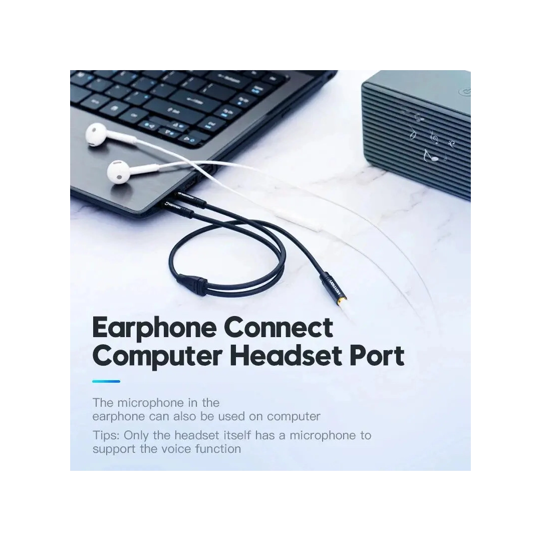 Кабель цифровий Vention Audio 3.5mm F 4pin - 2x3.5mm M 3pin 1 м, з підтримкою мікрофона, стерео +OMTP-CTIA (BHDBF) Кабель цифровий Vention Audio 3.5mm F 4pin - 2x3.5mm M 3pin 1 м, з підтримкою мікрофона, стерео +OMTP-CTIA (BHDBF)