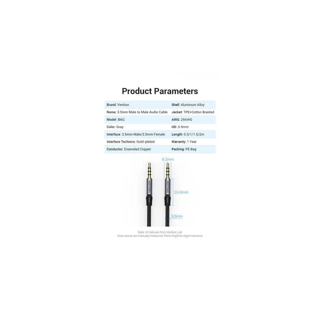 Аудіокабель Vention Audio TRRS 3.5мм - M Aux 1,5 м Gray (BAQHG) Аудіокабель Vention Audio TRRS 3.5мм - M Aux 1,5 м Gray (BAQHG)