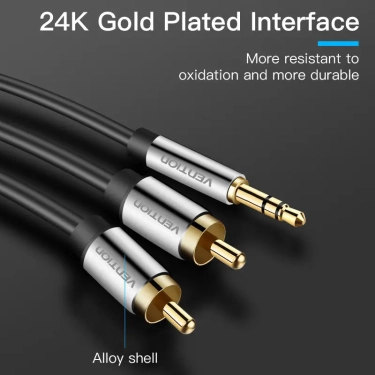 Кабель Vention AUX 3.5 мм M-2xRCA M 2 м Black (BCFBH)