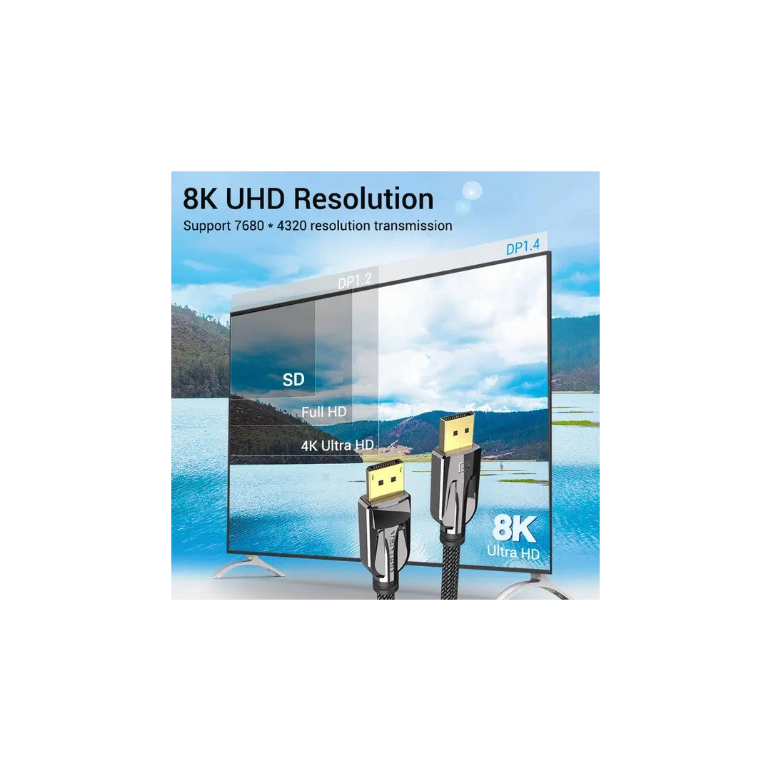 Кабель цифровий Vention DisplayPort v1.4 3m Black (HCABI) Кабель цифровий Vention DisplayPort v1.4 3m Black (HCABI)