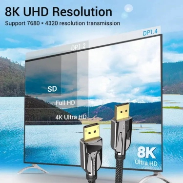 Кабель цифровий Vention DisplayPort v1.4 3m Black (HCABI)