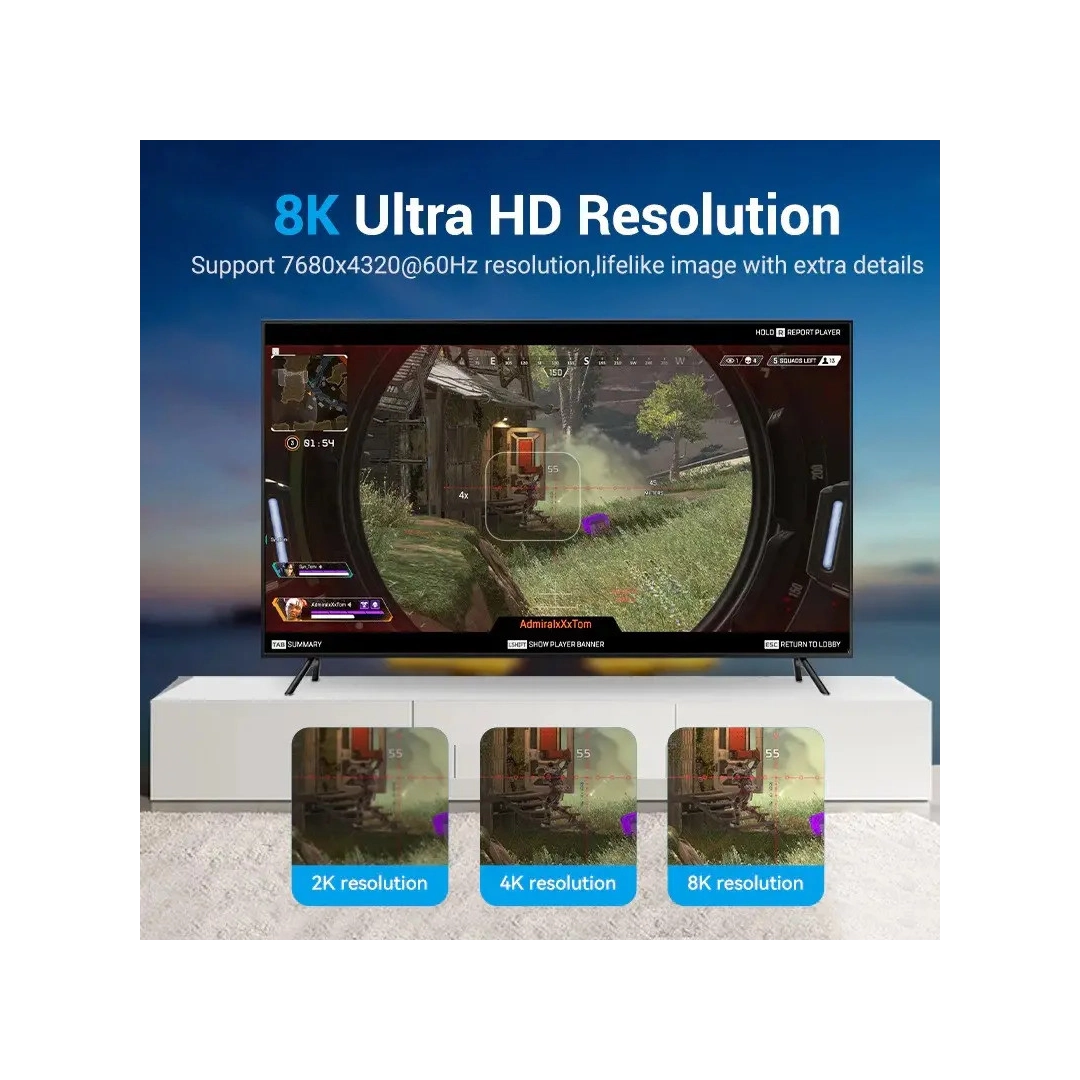 Кабель цифровий Vention DisplayPort v1.4 10m Black, 8K 60 Hz, 4K 144Hz, 2K 165Hz, 1080P 240Hz (HCCBL) Кабель цифровий Vention DisplayPort v1.4 10m Black, 8K 60 Hz, 4K 144Hz, 2K 165Hz, 1080P 240Hz (HCCBL)