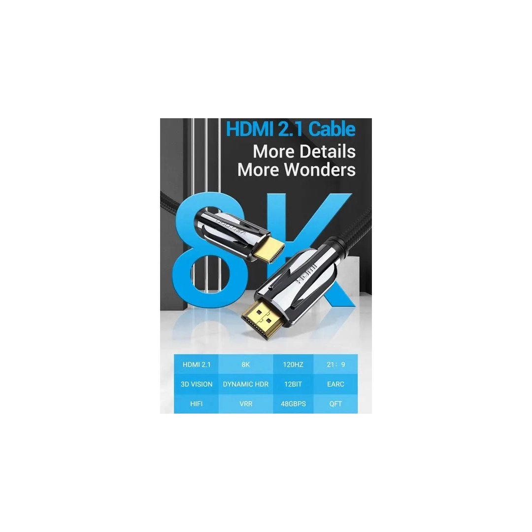 Кабель HDMI Vention HDMI-HDMI, 2 m, v2.1, 8K 60Hz, 4K 165Hz, 2K 144Hz, 1080P 240Hz (AALBH)
