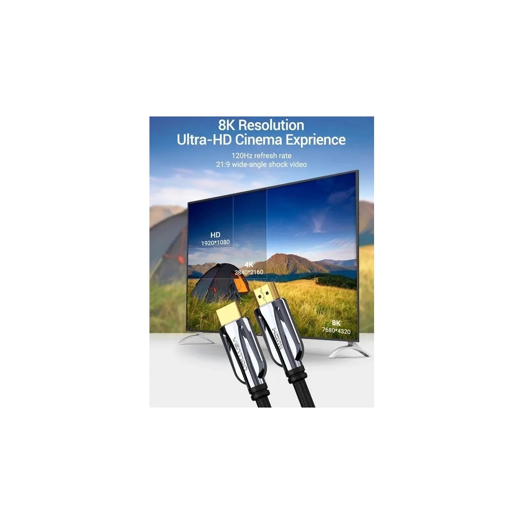 Кабель HDMI Vention HDMI-HDMI, 2 m, v2.1, 8K 60Hz, 4K 165Hz, 2K 144Hz, 1080P 240Hz (AALBH)