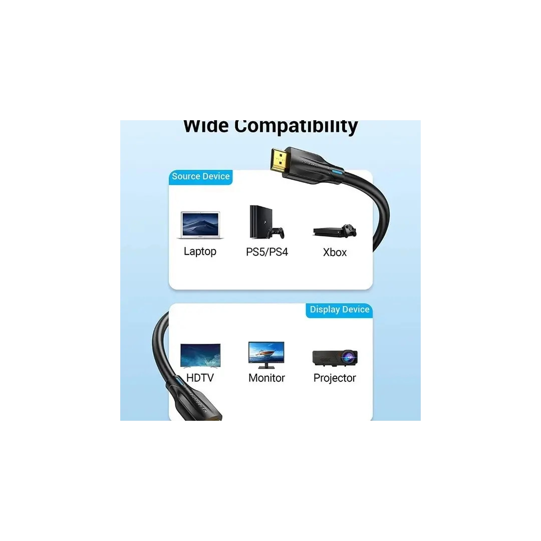 Кабель HDMI Vention HDMI-HDMI, 5 m, v2.1, 8K 60Hz, 4K 120Hz, 2K 144Hz, 1080P 160Hz (AANBJ) Кабель HDMI Vention HDMI-HDMI, 5 m, v2.1, 8K 60Hz, 4K 120Hz, 2K 144Hz, 1080P 160Hz (AANBJ)