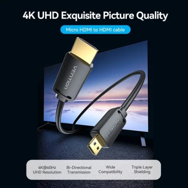Кабель HDMI Vention micro HDMI-D-HDMI-A, 2 m, v2.0, 4K 60Hz (AGIBH)