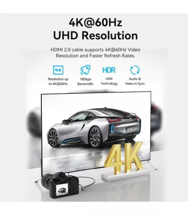 Кабель HDMI Vention micro HDMI-D-HDMI-A, 2 m, v2.0, 4K 60Hz (AGIBH)