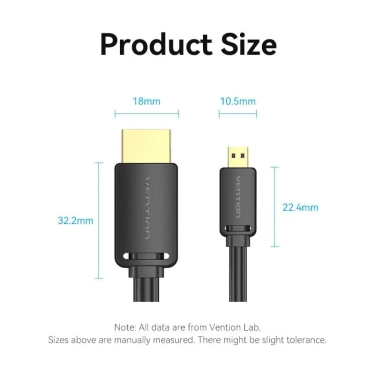 Кабель HDMI Vention micro HDMI-D-HDMI-A, 3 m, v2.0, 4K 60Hz (AGIBI)
