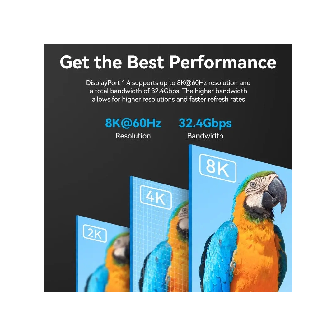 Кабель цифровий Vention mini DisplayPort - DisplayPort v1.4 2m Black, 8K 60 Hz, 4K 144Hz, 2K 165Hz, 1080P 240Hz (HCFLH)