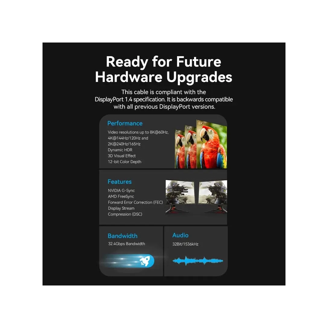 Кабель цифровий Vention mini DisplayPort - mini DisplayPort v1.4 1.5m Black, 8K 60 Hz, 4K 144Hz, 2K 165Hz, 1080P 240Hz (HCGLG)