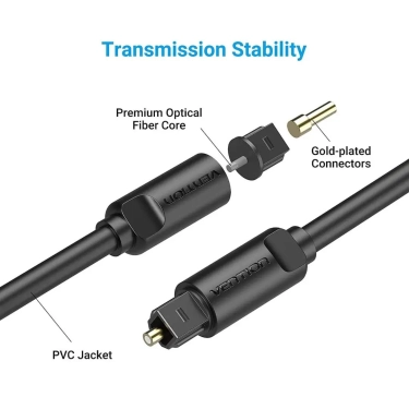 Цифровий оптичний аудіокабель Vention TOSLINK PRO, 2m, M/M, Digital Audio (BAEBH)