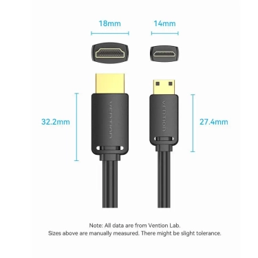 Кабель HDMI Vention Type C - HDMI-A, 2 m, v2.0, 4K 60Hz (AGHBH)