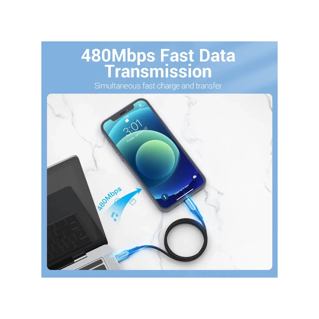 Кабель цифровий Vention Type-C-Lightning PD 18 W 3 A 480 Mbps 1.5 м Grey (TACHG) Кабель цифровий Vention Type-C-Lightning PD 18 W 3 A 480 Mbps 1.5 м Grey (TACHG)